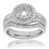 Vir Jewels 0.85 Cttw Diamond Semi Mount Bridal Set .925 Sterling Silver Wedding