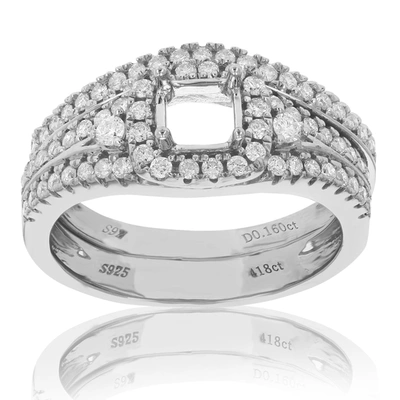 Vir Jewels 0.60 Cttw Diamond Semi Mount Bridal Set With Center Princess Silver