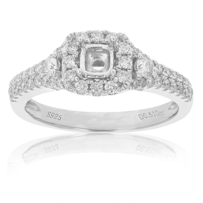 Vir Jewels 1/2 Cttw Diamond Semi Mount Engagement Ring With Center Princess Silver