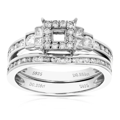 Vir Jewels 3/4 Cttw Diamond Semi Mount Bridal Set With Princess Center Silver