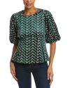 Gracia Flower Pattern Peplum Style Top In Green
