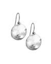 Ippolita Medium Hammered Sterling Silver Dome Disk Earrings With Diamond In Silver