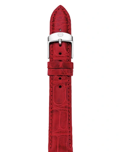 Michele 18mm Alligator Watch Strap, Garnet In Red Velvet