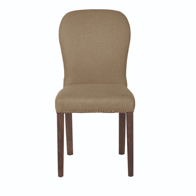 Oka Stafford Linen Dining Chair - Wild Oats Wide Herringbone In Brown