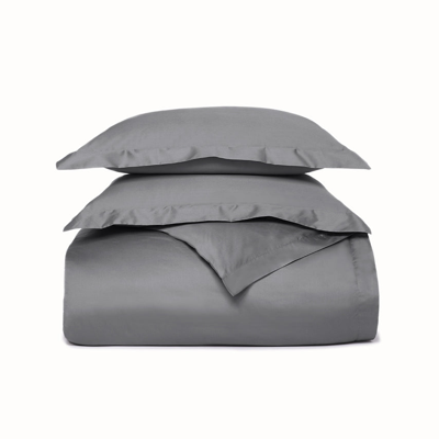 Boll & Branch Organic Percale Hemmed Duvet Set In Stone