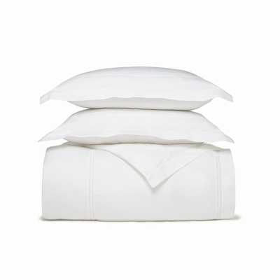 Boll & Branch Organic Signature Eyelet Duvet Set In White/white