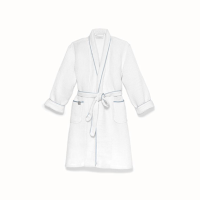 Boll & Branch Waffle Robe In White/shore Waffle