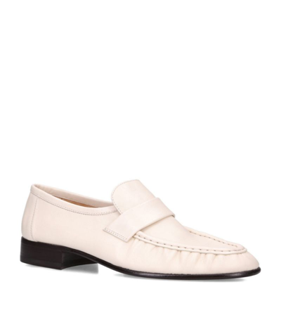 The Row 20mm Leather Loafers In Cream