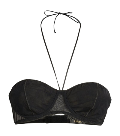 Oseree Oséree Mesh Panelled Tie Fastened Bra In Black