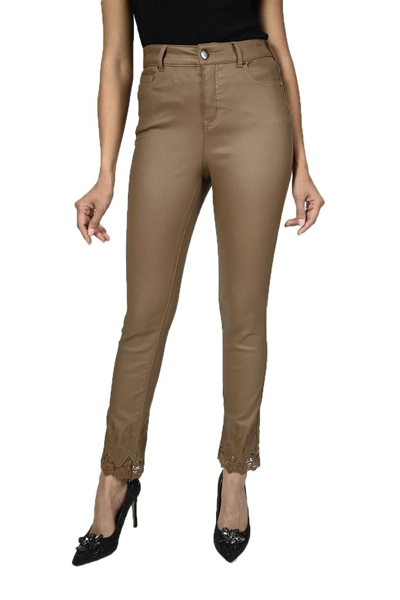 Frank Lyman Faux Leather Pants In Whiskey In Brown
