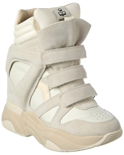 Isabel Marant Balskee Leather & Suede High-top Wedge Sneaker In White ...