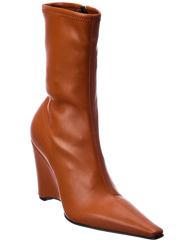 Jw Anderson Leather Wedge Bootie In Brown