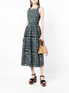 Ulla Johnson Kerani Printed High Square-neck Pleated Midi Dress In Blue