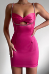 RUNAWAY The Serafina Mini Dress in Fuchsia