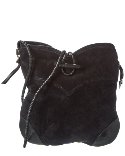 Isabel Marant Tyag Leather-trim Suede Shoulder Bag In Black