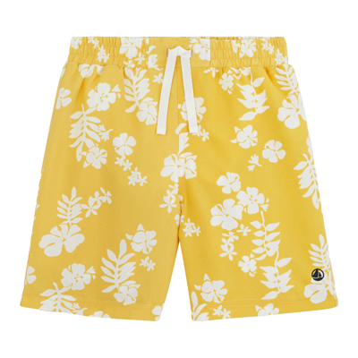 Petit Bateau Kids' Yellow Flower Boxer Swimsuit In Giallo