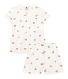 Petit Bateau Two-piece Pajamas With Crabs In Bianco