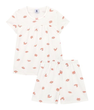 Petit Bateau Kids' Two-piece Pajamas With Crabs In Bianco