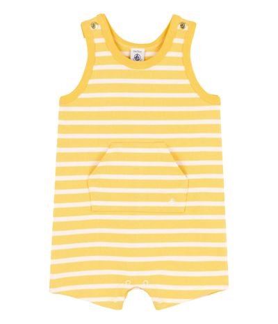 Petit Bateau Babies' Striped Yellow And White Romper In Giallo
