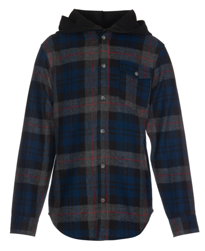 Univibe Big Boys Paxton Soft Hooded Plaid Flannel Shirt In Blue