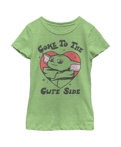 Disney Lucasfilm Kids' Girl's Star Wars: The Mandalorian Grogu Cute Lord Child T-shirt In Green Apple