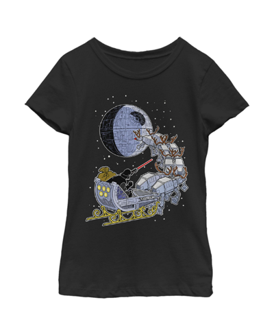 Disney Lucasfilm Kids' Girl's Star Wars Darth Vader Starry Sleigh Child T-shirt In Black