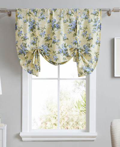Laura Ashley Cassidy Tie Up Valance, 50" X 25" In Soft Yellow