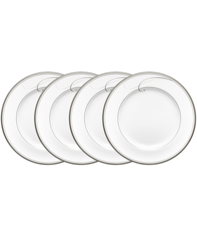 Noritake Platinum Wave Set Of 4 Bread Butter And Appetizer Plates, Service For 4 In White