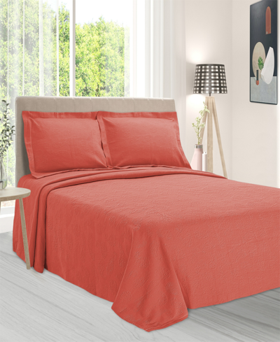 Superior 100% Cotton Paisley Matelasse All-season 3-piece Coverlet Set, Queen In Coral