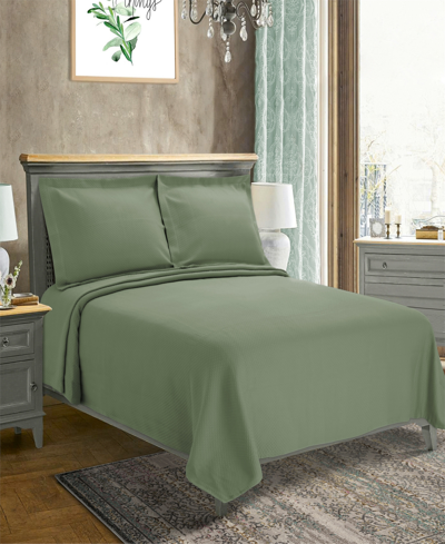 Superior 100% Cotton Diamond Solitaire All-season 3-piece Coverlet Set, King In Sage