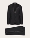 VALENTINO VALENTINO WOOL DINNER SUIT WITH EMBROIDERED FLORAL PATCH