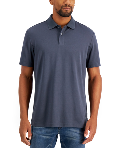 Alfani Men's Regular-fit Solid Supima Blend Cotton Polo Shirt, Created For Macy's In Dark Lead