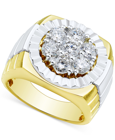 Grown With Love Men's Lab Grown Diamond Cluster Ring (2 Ct. T.w.) In 10k Two-tone Gold