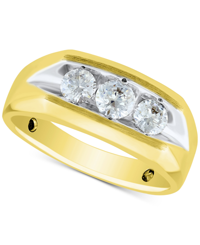 Grown With Love Men's Lab Grown Diamond Three Stone Ring (1 Ct. T.w.) In 10k Gold In Yellow Gold