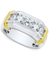GROWN WITH LOVE MEN'S LAB GROWN DIAMOND HORIZONTAL FIVE STONE RING (1-1/2 CT. T.W.) IN 10K TWO-TONE GOLD