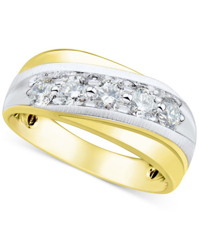 Grown With Love Men's Lab Grown Diamond Diagonal Band (1 Ct. T.w.) In 10k Gold In Yellow Gold