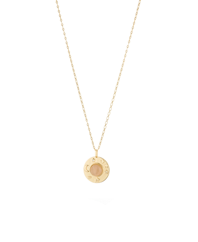 Charged Disc Pendant Necklace In Rose Quartz