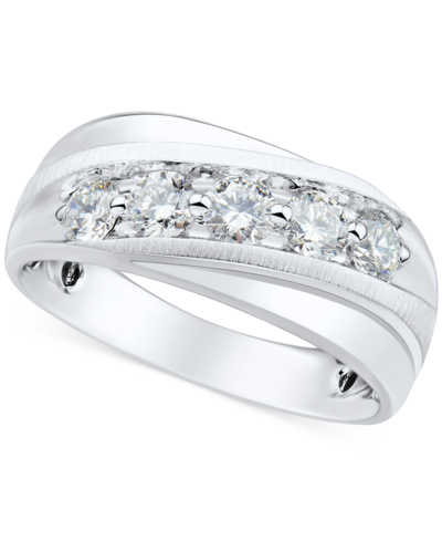 Grown With Love Men's Lab Grown Diamond Diagonal Band (1 Ct. T.w.) In 10k Gold In White Gold