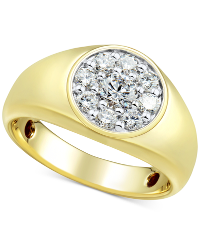 Grown With Love Men's Lab Grown Diamond Cluster Ring (1 Ct. T.w.) In 10k Gold In Yellow Gold