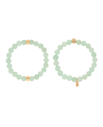 Charged Stone Beaded Motif 2 Pieces Bracelet Set In Aventurine