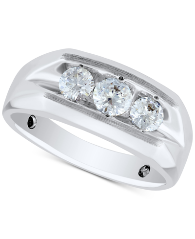 Grown With Love Men's Lab Grown Diamond Three Stone Ring (1 Ct. T.w.) In 10k Gold In White Gold