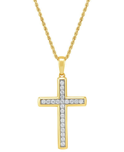 Grown With Love Men's Lab Grown Diamond Cross 22" Pendant Necklace (1 Ct. T.w.) In 10k Gold & White Gold In Yellow Gold
