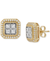 GROWN WITH LOVE MEN'S LAB GROWN DIAMOND HALO SQUARE CLUSTER STUD EARRINGS (1/2 CT. T.W.) IN 10K GOLD