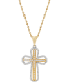 GROWN WITH LOVE MEN'S LAB GROWN DIAMOND CROSS 22" PENDANT NECKLACE (1 CT. T.W.) IN 14K TWO-TONE GOLD