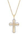 Grown With Love Men's Lab Grown Diamond Cross 22" Pendant Necklace (1 Ct. T.w.) In 14k Two-tone Gold In Gold