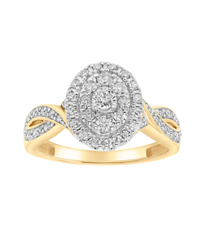 Macy's Diamond Oval Cluster Engagement Ring (1/2 Ct. T.w.) In 14k Gold In Yellow Gold