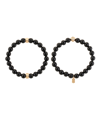 Charged Stone Beaded Motif 2 Pieces Bracelet Set In Onyx