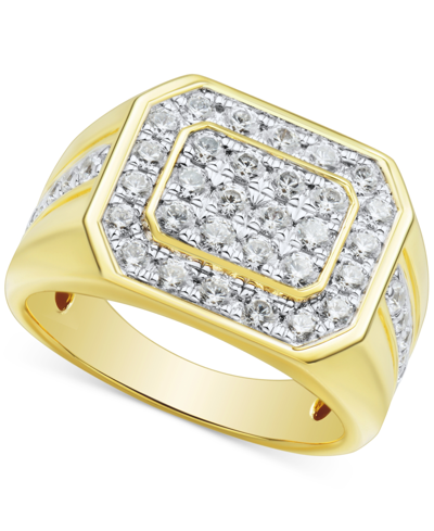 Grown With Love Men's Lab Grown Diamond Cluster Ring (1-1/2 Ct. T.w.) In 10k Gold In Yellow Gold
