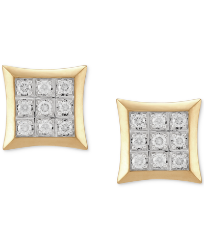Grown With Love Men's Lab Grown Diamond Square Cluster Stud Earrings (1/2 Ct. T.w.) In 10k Gold In Yellow Gold