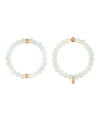Charged Stone Beaded Motif 2 Pieces Bracelet Set In Opal